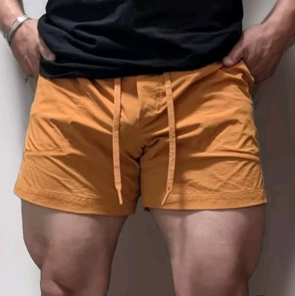 Men Lululemon 🍊  Orange Running Active Shorts bowline 5" Large